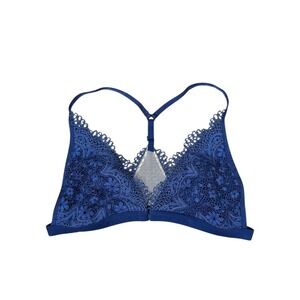 Victoria's Secret Royal Blue Lace Racerback Front-Close Bralette Size Large
